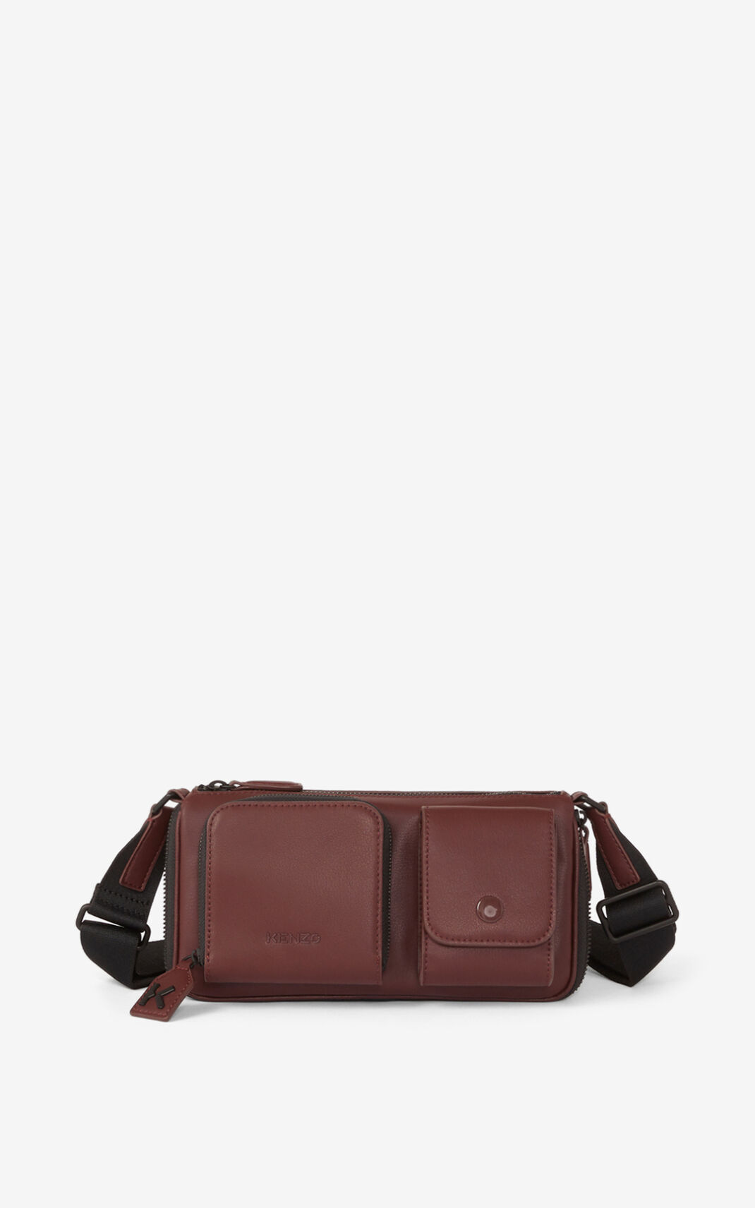 Kenzo Small Kompact leather Moška Torbica Za Čez Ramo Burgundija SI-2109421